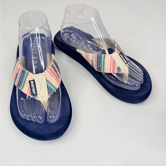 ROCKET DOG "Adios Stark" Women's Flip Flops with Striped Woven Straps-9 - Picture 2 of 6